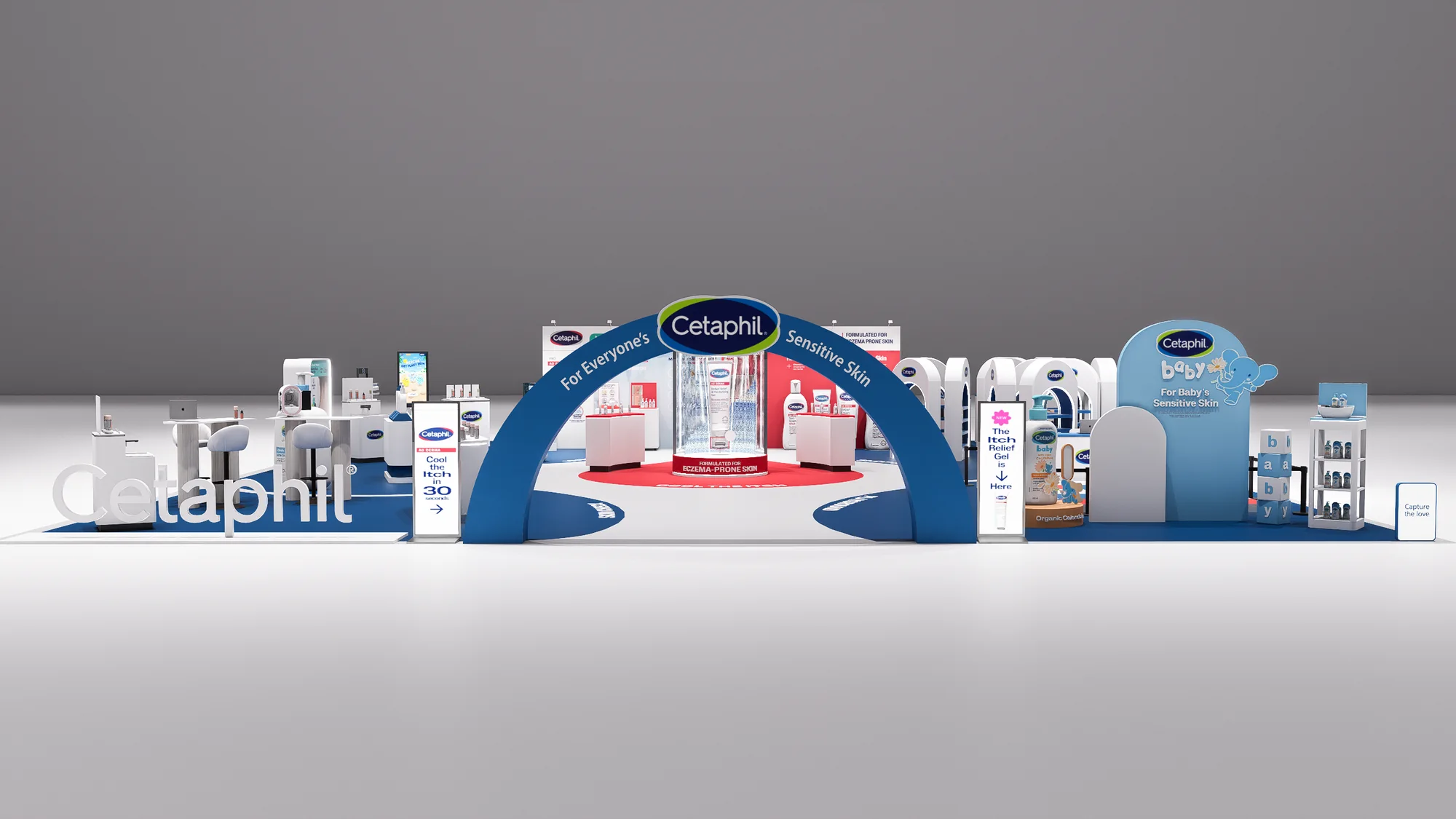 Front view render of the entrance arch, For everyone’s sensitive skin