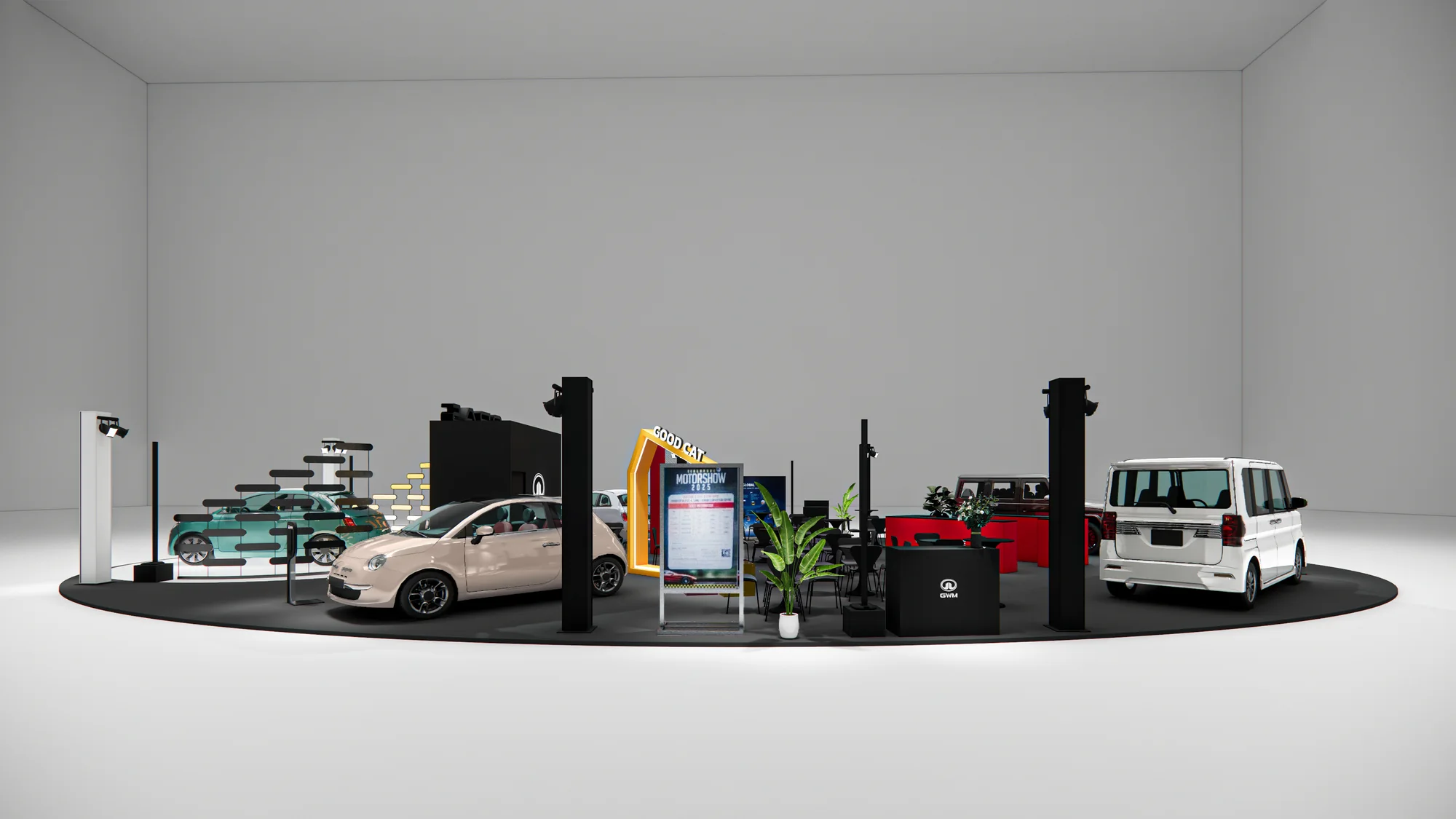 Side view render of the stand