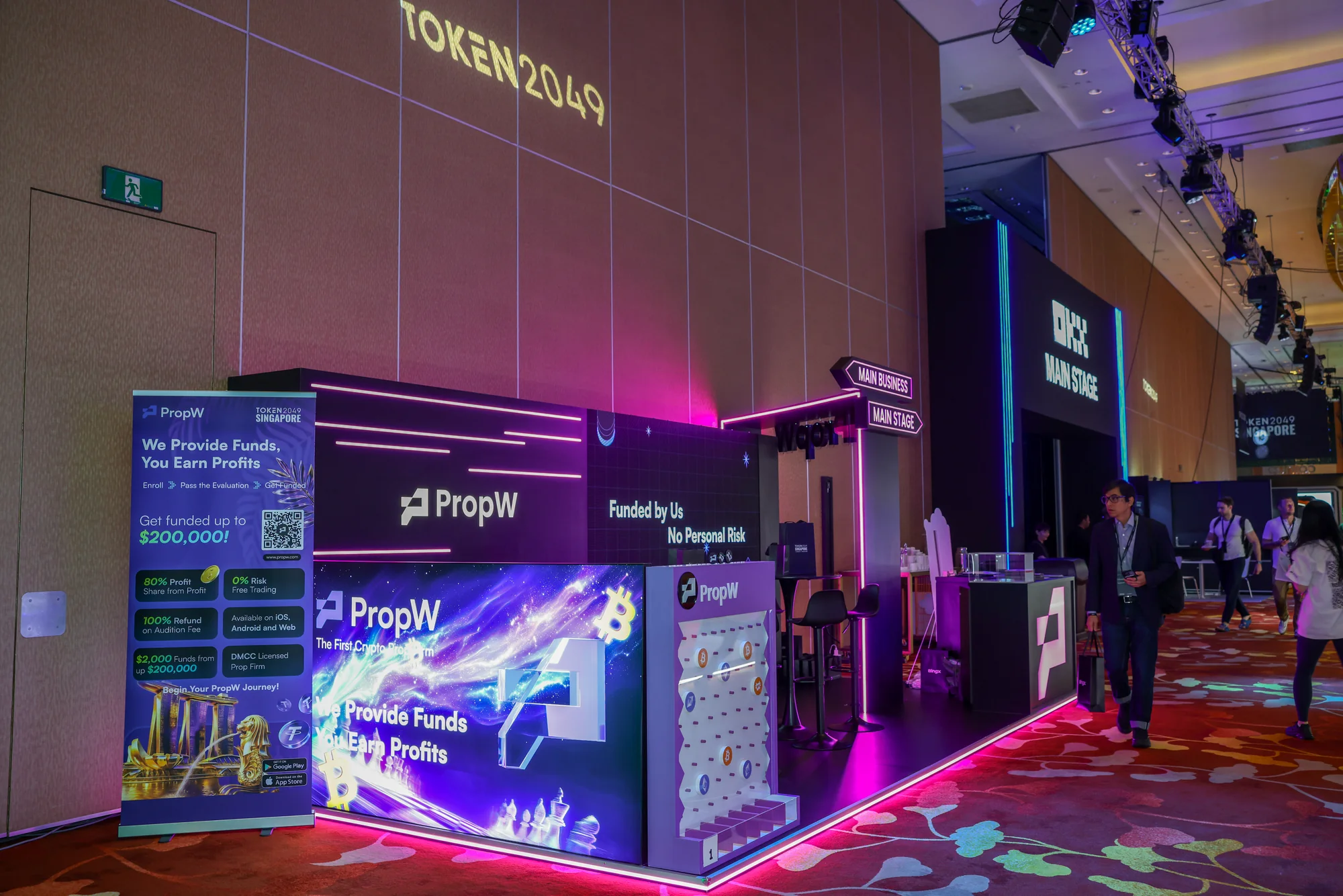 The side of the booth with the promotional screen